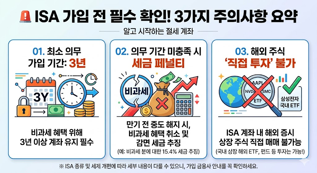 ISA 가입 전 반드시 알아야 할 3가지 주의사항 및 단점