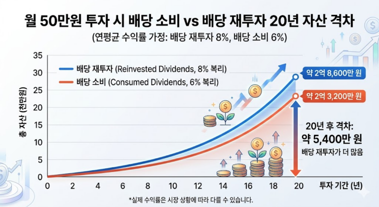 매월 50만원 배당 재투자 복리 효과, 20년 뒤 퀀텀 점프하는 실전 전략