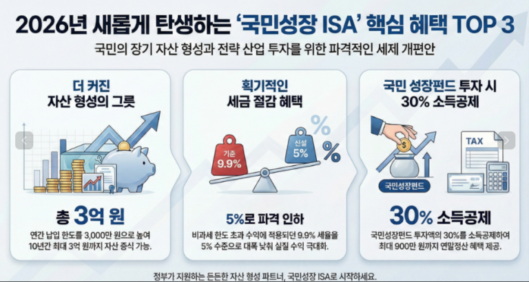 2026 국민성장 ISA 완벽 분석: 직장인 1억 만들기 필수 절세 전략