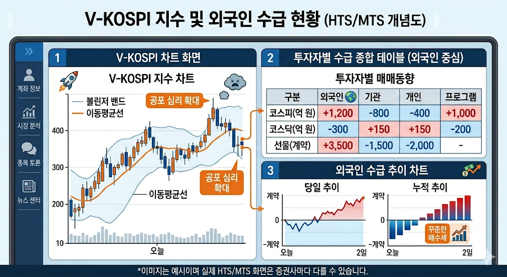 주식 시장 반등 신호인 V코스피 지수 및 외국인 순매수 확인 방법