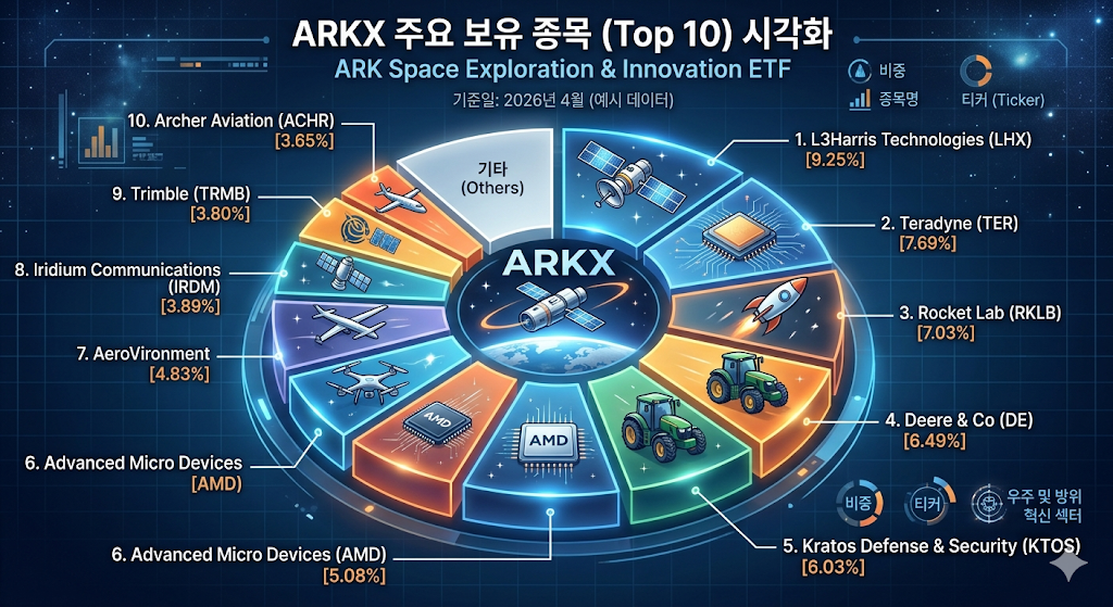 스페이스X 관련 우주 테크 ETF 포트폴리오 구성 및 비중