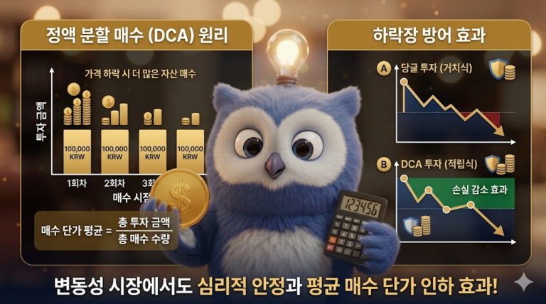 정액 분할 매수 DCA 전략을 통한 평균 매입 단가 인하 효과