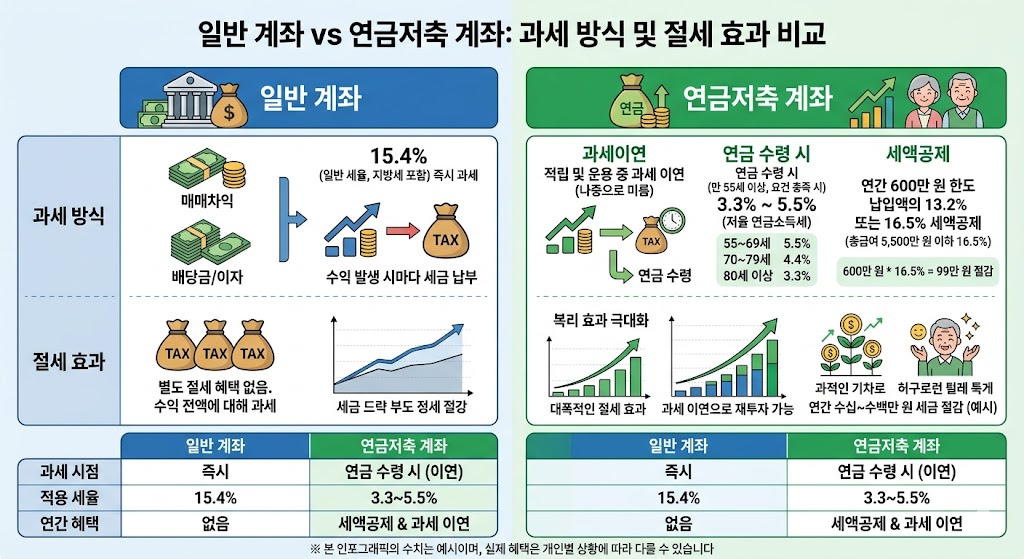 연금저축펀드 해외 ETF 투자 시 절세 효과 및 과세 이연 혜택 비교
