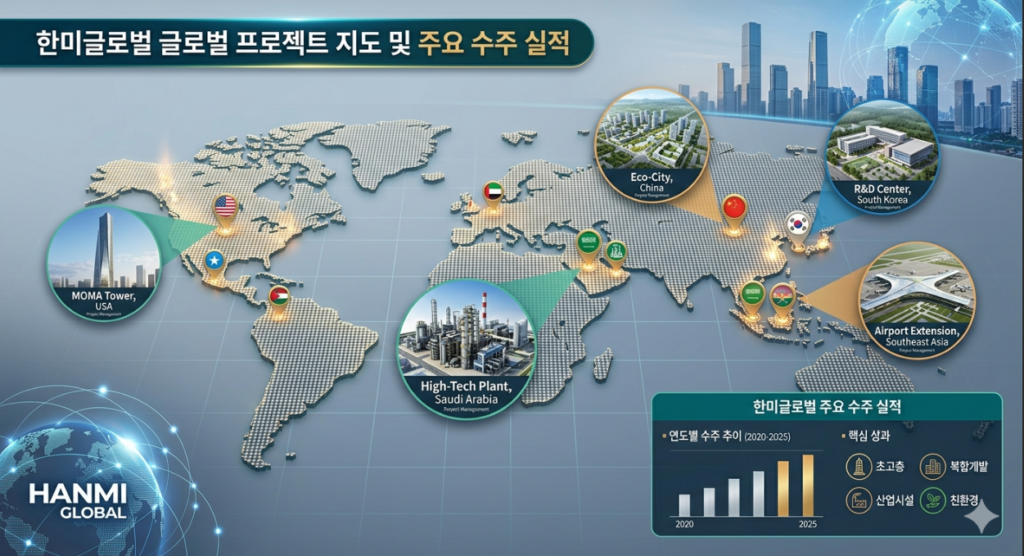 한미글로벌 프로젝트 지도 및 주요 수주 실적