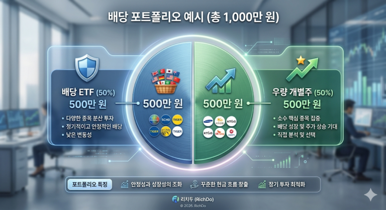 안정적인 월배당 창출을 위한 직장인 배당주 투자 포트폴리오 비중 구성도