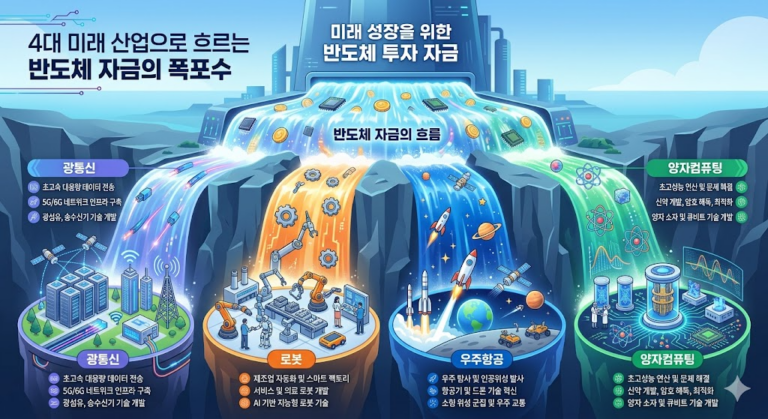 주도주 순환매 장세 속 반도체 자금이 4대 미래 산업으로 이동하는 자금 흐름도