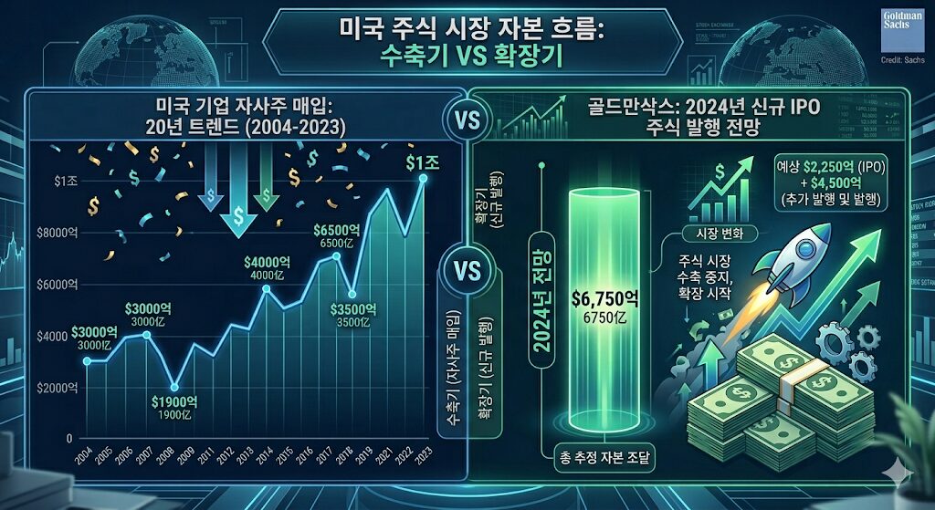 스페이스X IPO 자금 조달 규모와 미국 증시 자사주 매입 수축 시대 비교 차트